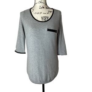 Noir Maternity Pullover Shirt Size Small Faux Leather Trim 3/4 Sleeves Textured